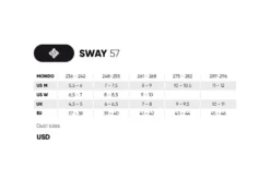 USD Sway 57 Aggressive Skates -Stylish Skates 710155 USD SWAY 57 sizingchart