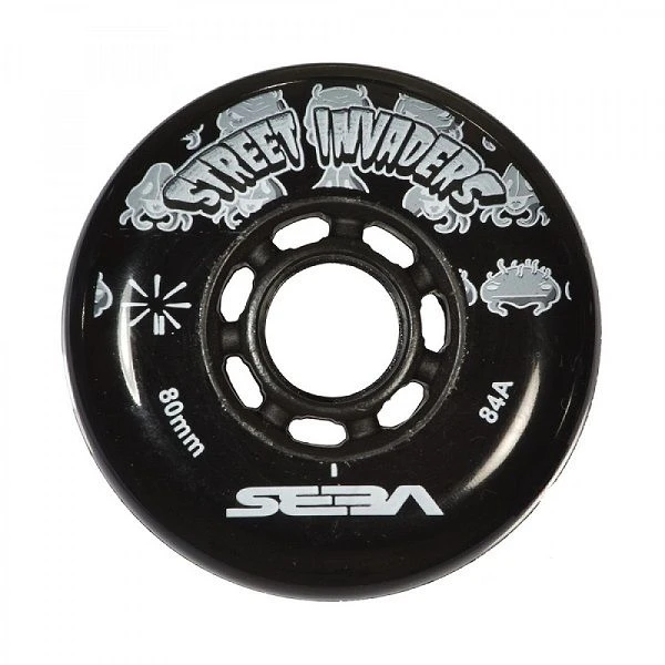 Street Invaders Inline Skate Wheels 84a - Black 4 Pack 1 Street Invaders Inline Skate Wheels 84a - Black 4 Pack