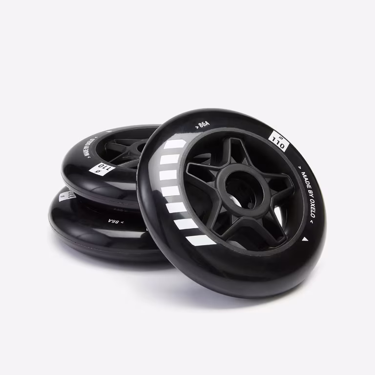 Stylish Skates -Stylish Skates 3 x 110 mm 86a inline skating wheels black